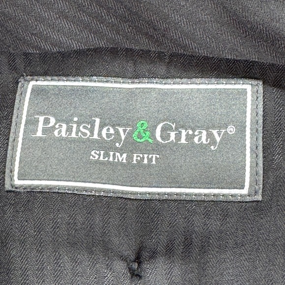 Paisley Gray Mens Plaid Slim Fit Dress Pants Trousers Size 40x32 Black Cream - Picture 6 of 8